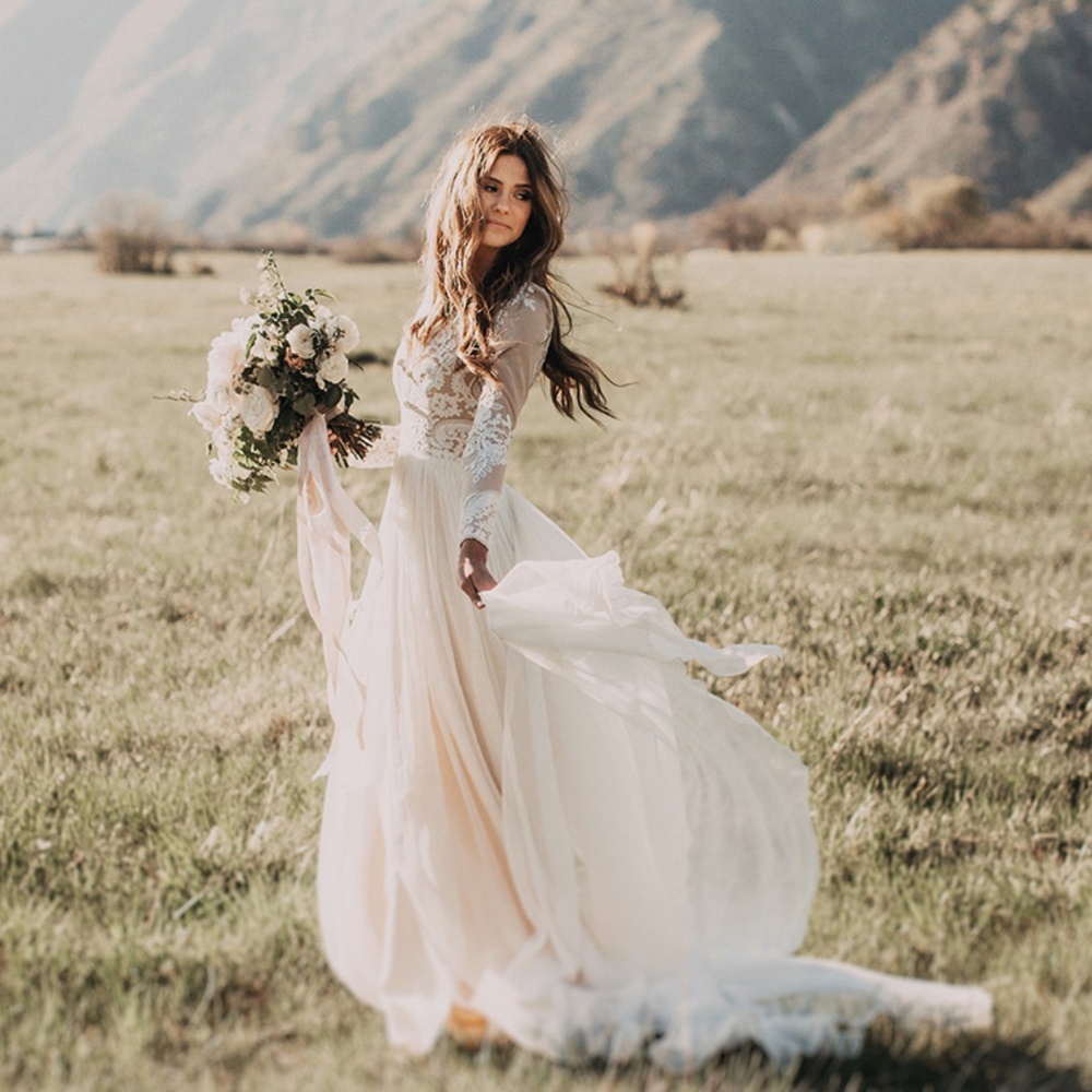 Modest Silk and Lace Wedding Dress LDS